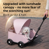 Black Foldable Pet Stroller and Adjustable Sun Canopy - Spacious 4-Weel Wagon with 360° Rotating Telescopic Handle, 45° Entry Angle, Safety Clips and Storage Pocket for Dogs & Cats Outdoor Travel In Australia - Darrahopens