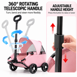 Black Foldable Pet Stroller and Adjustable Sun Canopy - Spacious 4-Weel Wagon with 360° Rotating Telescopic Handle, 45° Entry Angle, Safety Clips and Storage Pocket for Dogs & Cats Outdoor Travel In Australia - Darrahopens