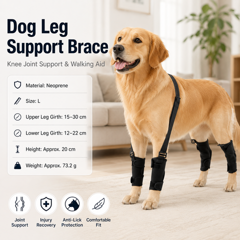 L Size Adjustable Dog Knee Brace set - Include front and hind legs Soft Neoprene Leg Support Sleeve with Elastic Straps, Anti-Lick Recovery Aid for Pets In Australia - Darrahopens