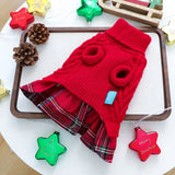 Red  L Size Reindeer antler design bow-knot Christmas Pet Knitted Dress - Acrylic Dog and Cat Jumper, Lightweight Festive Winter Outfit for Pets, Holiday Photos and Celebrations In Australia - Darrahopens