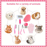 Pink 8-Piece Pet Grooming Kit - Nail Clippers, Slicker Brush, Flea Comb & Bath Glove for Dogs Cats Rabbits, Complete Home Care Pet Set In Australia - Darrahopens