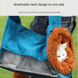 Lion Style Canvas Pet Carrier Green Bag（small size 35*12*24cm） - Adjustable Head Opening, Breathable Mesh, 8cm Wide Shoulder Strap, PE Support Base, Portable Crossbody Sling for Cats and Small Dogs, Travel Friendly Design