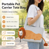 Lion Style Canvas Pet Carrier Grey Bag（big size 45*12.5*29cm） - Adjustable Head Opening, Breathable Mesh, 8cm Wide Shoulder Strap, PE Support Base, Portable Crossbody Sling for Cats and Dogs, Travel Friendly Design In Australia - Darrahopens