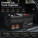 Black Car Boot Organiser - Foldable Waterproof Large Capacity Trunk Storage Box, Space Saving Vehicle Cargo Storage for Groceries, Tools and Travel Essentials