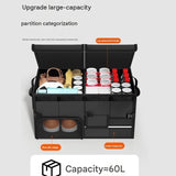 Black Car Boot Organiser - Foldable Waterproof Large Capacity Trunk Storage Box, Space Saving Vehicle Cargo Storage for Groceries, Tools and Travel Essentials