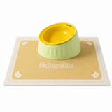 Pet Feeding Set - 15 Degree Tilted Ceramic Yellow Bowl and Yellow Non-Slip PVC Mat, Detachable Design, Easy Clean Cat Dog Food Water Dish In Australia - Darrahopens