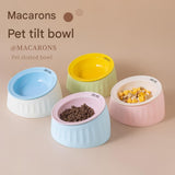 Pet Feeding Set - 15 Degree Tilted Ceramic Yellow Bowl and Yellow Non-Slip PVC Mat, Detachable Design, Easy Clean Cat Dog Food Water Dish In Australia - Darrahopens