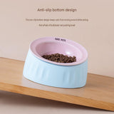 Pet Feeding Set - 15 Degree Tilted Ceramic Yellow Bowl and Yellow Non-Slip PVC Mat, Detachable Design, Easy Clean Cat Dog Food Water Dish