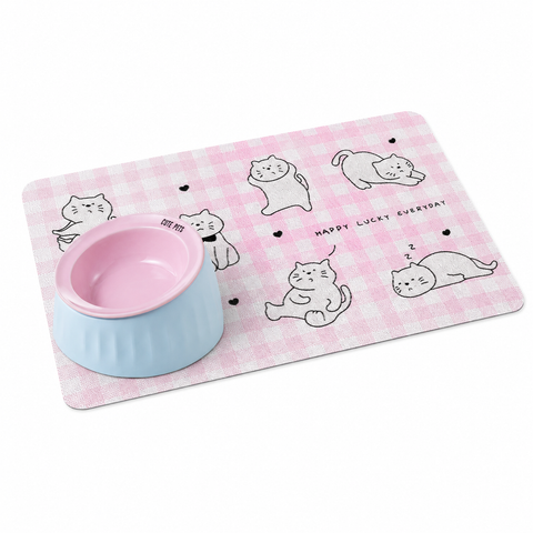 Pet Feeding Set - 15 Degree Tilted Ceramic Pink Bowl and Pink Non-Slip PVC Mat, Detachable Design, Easy Clean Cat Dog Food Water Dish In Australia - Darrahopens