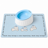 Pet Feeding Set - 15 Degree Tilted Ceramic Blue Bowl and Blue Non-Slip PVC Mat, Detachable Design, Easy Clean Cat Dog Food Water Dish In Australia - Darrahopens