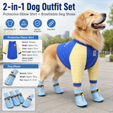 Blue 3XL Size Dog Protective Care Set - Polyester Elbow Sleeve, Adjustable Taffeta Dog Boots with Non-Slip Sole, Breathable Joint Support Clothing and Paw Protection In Australia - Darrahopens