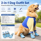 Blue 4XL Size Dog Protective Care Set - Polyester Elbow Sleeve, Adjustable Taffeta Dog Boots with Non-Slip Sole, Breathable Joint Support Clothing and Paw Protection In Australia - Darrahopens