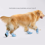 Blue 4XL Size Dog Protective Care Set - Polyester Elbow Sleeve, Adjustable Taffeta Dog Boots with Non-Slip Sole, Breathable Joint Support Clothing and Paw Protection