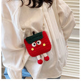 Apples Knitted Crossbody Bag - Handmade Crochet Mini Purse with Adjustable Strap, Cute Cartoon Fruit Design, Lightweight 110g, Phone and Essentials Organizer for Women and Girls In Australia - Darrahopens