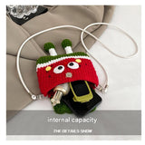 Apples Knitted Crossbody Bag - Handmade Crochet Mini Purse with Adjustable Strap, Cute Cartoon Fruit Design, Lightweight 110g, Phone and Essentials Organizer for Women and Girls In Australia - Darrahopens
