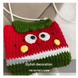 Apples Knitted Crossbody Bag - Handmade Crochet Mini Purse with Adjustable Strap, Cute Cartoon Fruit Design, Lightweight 110g, Phone and Essentials Organizer for Women and Girls