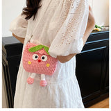 Peaches Knitted Crossbody Bag - Handmade Crochet Mini Purse with Adjustable Strap, Cute Cartoon Fruit Design, Lightweight 110g, Phone and Essentials Organizer for Women and Girls In Australia - Darrahopens