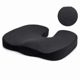 Black Memory Foam Seat Cushion - 44 x 35 x 6 cm Polyester Chair Pad, Anti-slip bottom,Thickened Breathable Comfort for Office Chairs, Student Desks and Everyday Seating