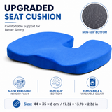 Blue Memory Foam Seat Cushion - 44 x 35 x 6 cm Polyester Chair Pad, Anti-slip bottom,Thickened Breathable Comfort for Office Chairs, Student Desks and Everyday Seating In Australia - Darrahopens