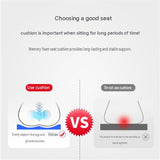 Blue Memory Foam Seat Cushion - 44 x 35 x 6 cm Polyester Chair Pad, Anti-slip bottom,Thickened Breathable Comfort for Office Chairs, Student Desks and Everyday Seating