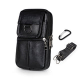 Black Leather Belt Phone Pouch - Multi-Pocket Waist Bag with Shoulder Strap, Durable Zipper Closure for Work, Cycling & Daily Carry In Australia - Darrahopens