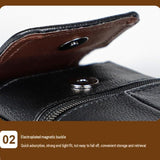 Black Leather Belt Phone Pouch - Multi-Pocket Waist Bag with Shoulder Strap, Durable Zipper Closure for Work, Cycling & Daily Carry