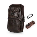 Dark brown Leather Belt Phone Pouch - Multi-Pocket Waist Bag with Shoulder Strap, Durable Zipper Closure for Work, Cycling & Daily Carry In Australia - Darrahopens