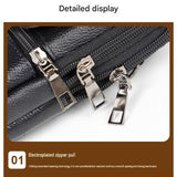 Dark brown Leather Belt Phone Pouch - Multi-Pocket Waist Bag with Shoulder Strap, Durable Zipper Closure for Work, Cycling & Daily Carry