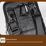 Brown Leather Belt Phone Pouch - Multi-Pocket Waist Bag with Shoulder Strap, Durable Zipper Closure for Work, Cycling & Daily Carry