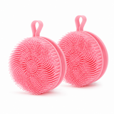 2 Pcs Pink Double-Sided Silicone Body Scrubber - Dual-Texture Bath Brush for Exfoliating, Lathering & Scalp Massage, Anti-slip strip & Hanging Loop In Australia - Darrahopens