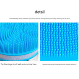 2 Pcs Blue Double-Sided Silicone Body Scrubber - Dual-Texture Bath Brush for Exfoliating, Lathering & Scalp Massage, Anti-slip strip & Hanging Loop
