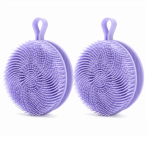 2 Pcs Blue Double-Sided Silicone Body Scrubber - Dual-Texture Bath Brush for Exfoliating, Lathering & Scalp Massage, Anti-slip strip & Hanging Loop In Australia - Darrahopens