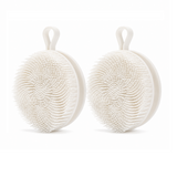 2 Pcs White Double-Sided Silicone Body Scrubber - Dual-Texture Bath Brush for Exfoliating, Lathering & Scalp Massage, Anti-slip strip & Hanging Loop In Australia - Darrahopens