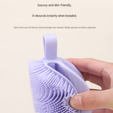 2 Pcs White Double-Sided Silicone Body Scrubber - Dual-Texture Bath Brush for Exfoliating, Lathering & Scalp Massage, Anti-slip strip & Hanging Loop