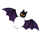 Purple Halloween Bat Wing Headband with Furry Ears and Orange Eyes - Velvet Costume Accessory for Cosplay, Parties, and Themed Events