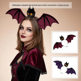 Purple Halloween Bat Wing Headband with Furry Ears and Orange Eyes - Velvet Costume Accessory for Cosplay, Parties, and Themed Events