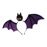 Purple Halloween Bat Wing Headband with Furry Ears and Orange Eyes - Velvet Costume Accessory for Cosplay, Parties, and Themed Events