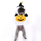 S Size Halloween Pumpkin Ghost Dog Costume - Polyester Pet Fancy Dress with Witch Hat and Spider Detail, Lightweight for Small Dogs and Cats