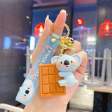 Chocolate  Koala PVC Keychain - Cute 3D Cartoon Koala Figure , Soft Rubber Bag Charm and Car Key Ring Accessory, Lightweight Collectible Gift for Kids and Teens