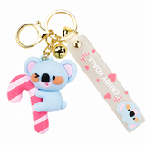 Candy Cane Koala PVC Keychain - Cute 3D Cartoon Koala Figure , Soft Rubber Bag Charm and Car Key Ring Accessory, Lightweight Collectible Gift for Kids and Teens In Australia - Darrahopens