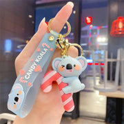 Candy Cane Koala PVC Keychain - Cute 3D Cartoon Koala Figure , Soft Rubber Bag Charm and Car Key Ring Accessory, Lightweight Collectible Gift for Kids and Teens In Australia - Darrahopens