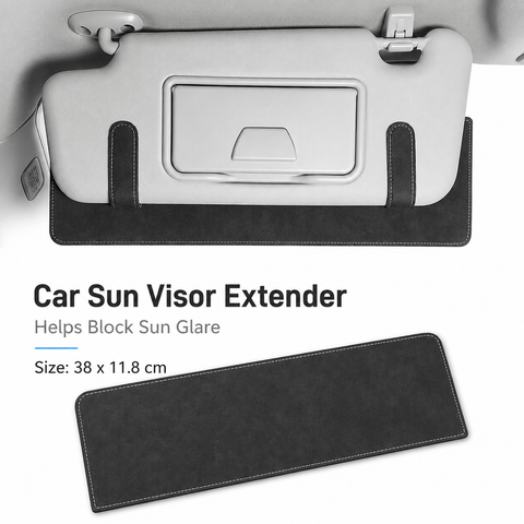 Dark gray Car Sun Visor Extension Panel 38cm x 11.8cm - Glare Reduction, Easy Clip-On Installation, Universal Fit for Cars and SUVs In Australia - Darrahopens