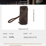 2pcs Retro Genuine Leather Key Pouch（Brown） -  12.5cm x 5cm - Dual Zipper, Wrist Strap, Belt Loop, Car and Home Key Organizer In Australia - Darrahopens