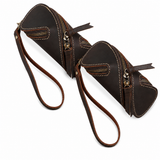 2pcs Retro Genuine Leather Key Pouch（Coffee-colored） -  12.5cm x 5cm - Dual Zipper, Wrist Strap, Belt Loop, Car and Home Key Organizer In Australia - Darrahopens