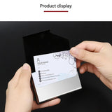Black Stainless Steel and PU Leather Business Card Holder -  95mm x 63mm - Magnetic Flip Cover, Velvet Lining, Professional Office Accessory