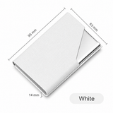 White Stainless Steel and PU Leather Business Card Holder -  95mm x 63mm - Magnetic Flip Cover, Velvet Lining, Professional Office Accessory In Australia - Darrahopens