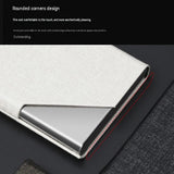 Grey Stainless Steel and PU Leather Business Card Holder -  95mm x 63mm - Magnetic Flip Cover, Velvet Lining, Professional Office Accessory