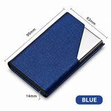 Blue Stainless Steel and PU Leather Business Card Holder -  95mm x 63mm - Magnetic Flip Cover, Velvet Lining, Professional Office Accessory In Australia - Darrahopens
