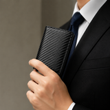 Black Carbon Fiber texture RFID Wallet - Automatic Pop-Up Card Holder with Aluminium Frame - Slim Minimalist Design for Men, Travel and Daily Use In Australia - Darrahopens