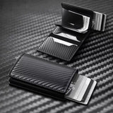 Pink Carbon Fiber texture RFID Wallet - Automatic Pop-Up Card Holder with Aluminium Frame - Slim Minimalist Design for Men, Travel and Daily Use In Australia - Darrahopens